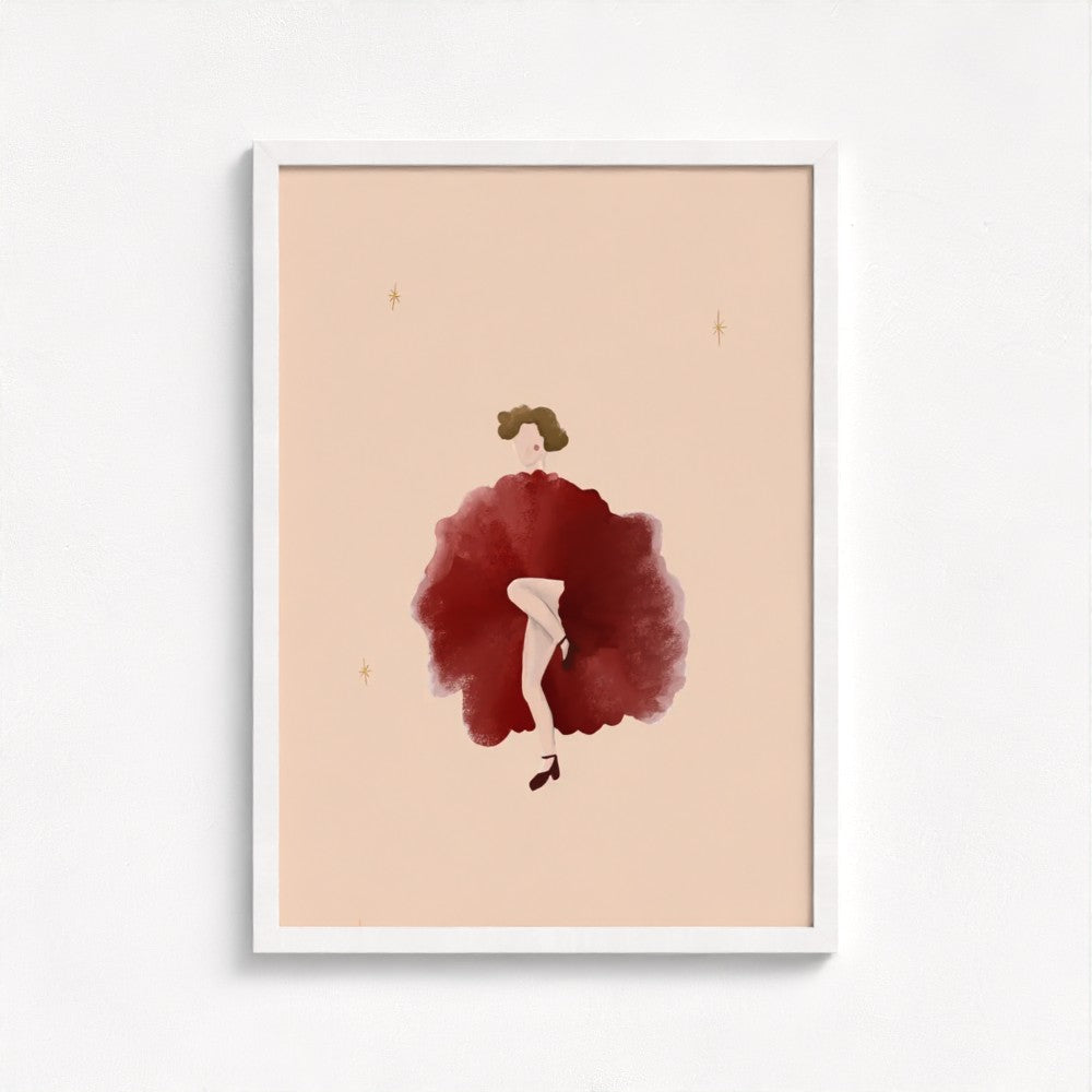 The Lady in Red art print — framed print mock-up, alternative frame colour, view 3
