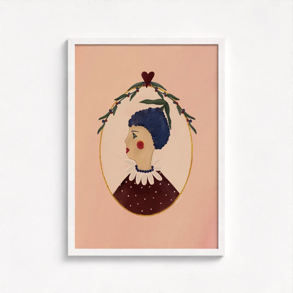 Blueberry art print — framed print mock-up, alternative frame colour, view 4
