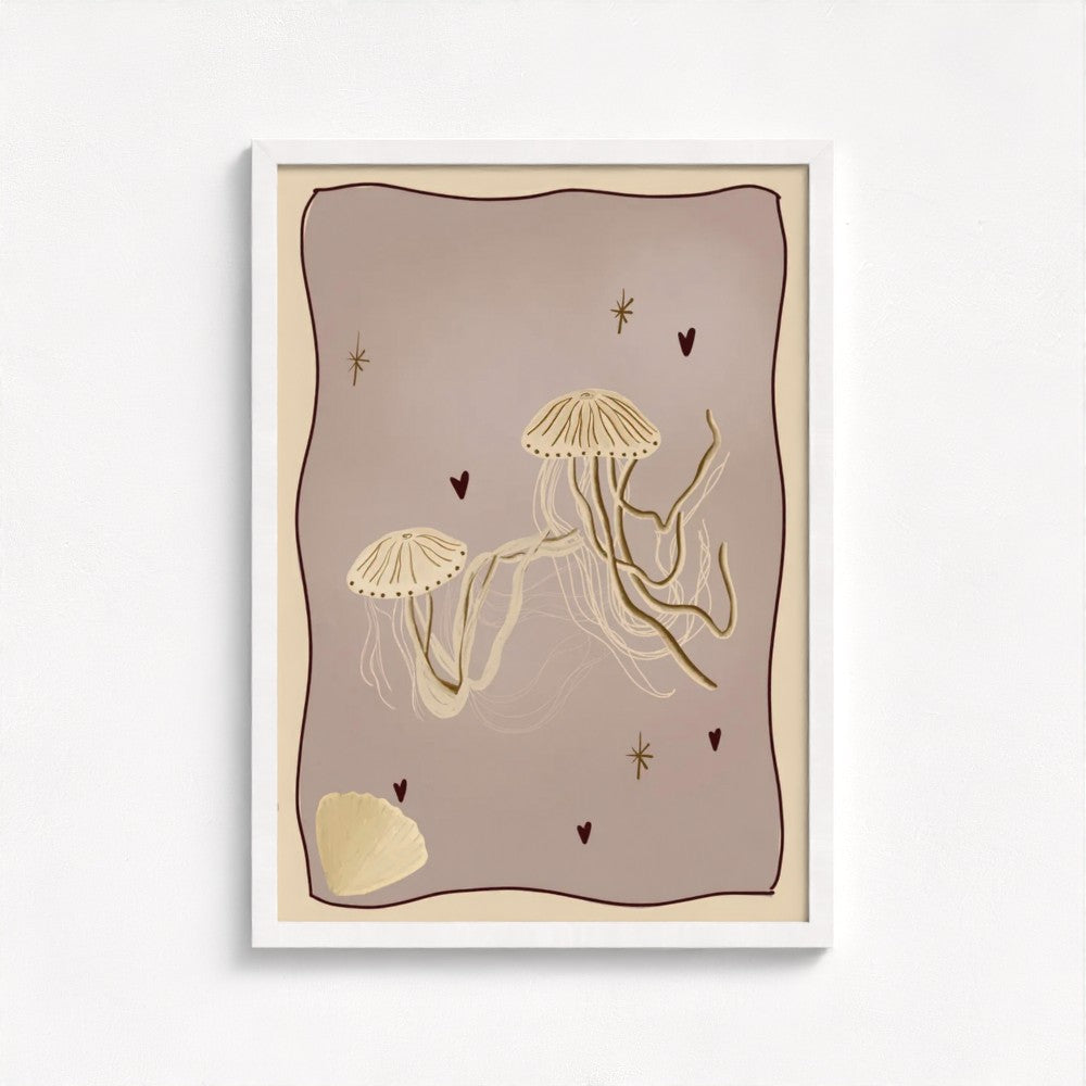 The Jellyfish art print — framed print mock-up, alternative frame colour, view 4