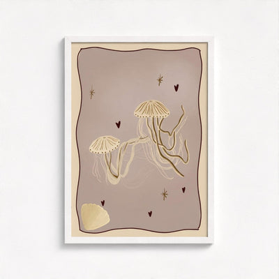 The Jellyfish art print — framed print mock-up, alternative frame colour, view 4
