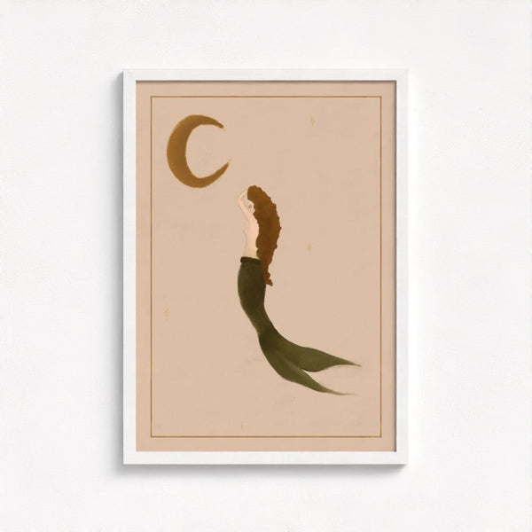 The Mermaid and The Moon Art Print