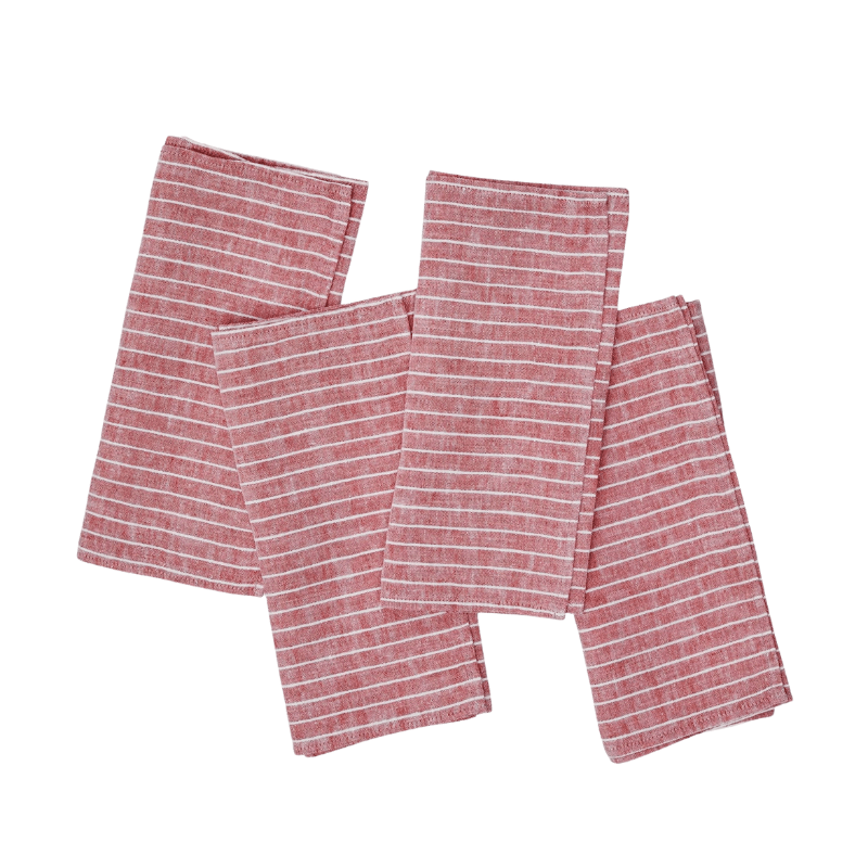 Linen Napkin Pine Stripe Red - Set of 4