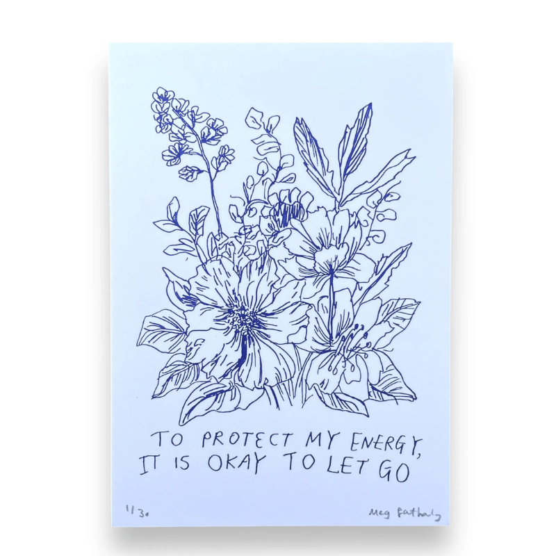 Limited Edition Flower Drawing Print - Protect My Energy