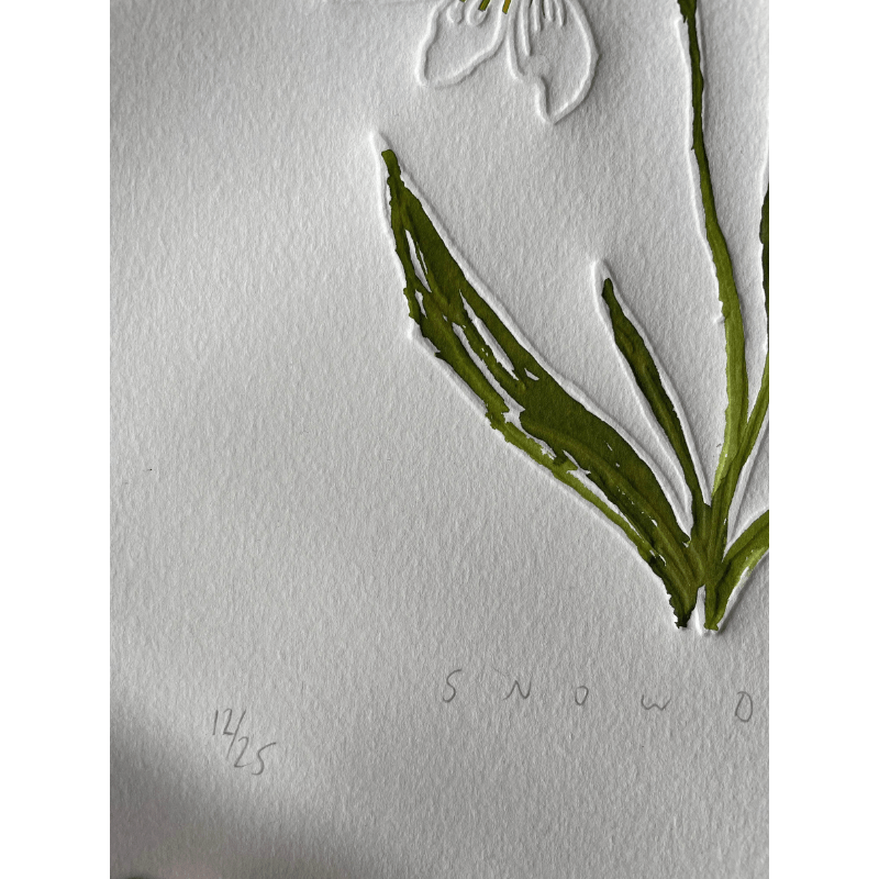 "Snowdrop Flower of the Month" Embossed Art Collage