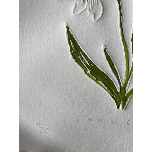 "Snowdrop Flower of the Month" Embossed Art Collage
