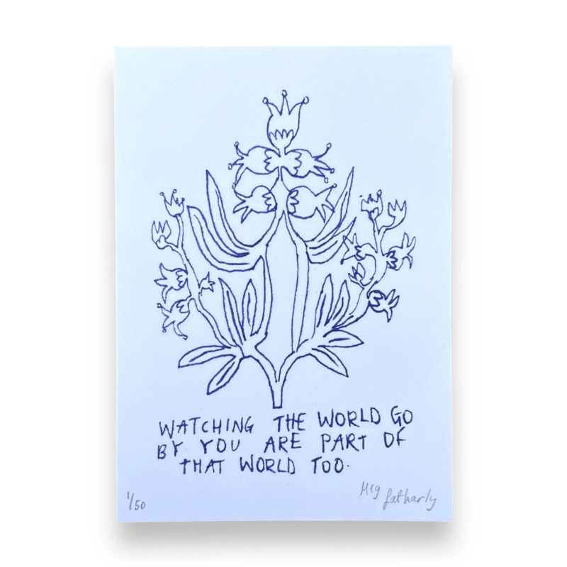 Limited Edition Flower Drawing Print - Watching The World Go By