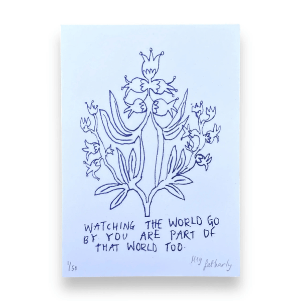 Limited Edition Flower Drawing Print - Watching The World Go By