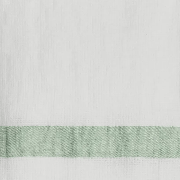 Linen Waffle Towel - Green Stripe