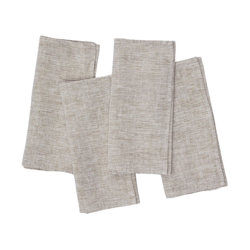 Linen Napkin Micro Stripe Brown - Set of 4