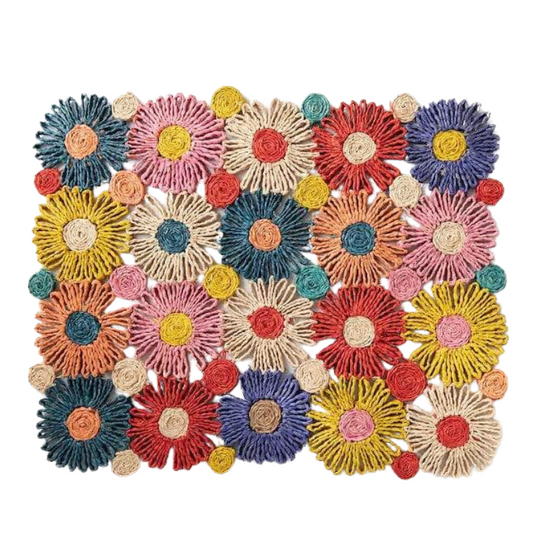 Fleur Raffia Placemat, Multicolor