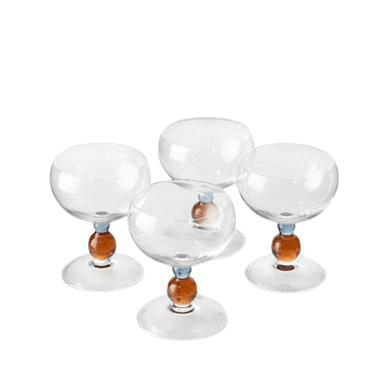 Noam Wine Glass With Amber Bead | Set of Four