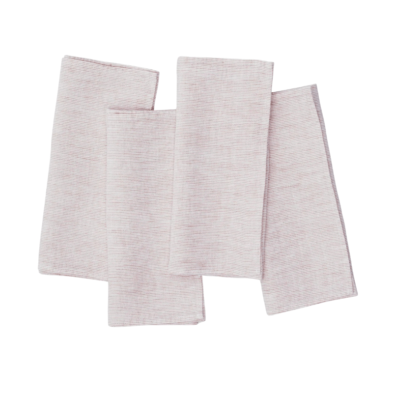 Linen Napkin Micro Stripe Pink - Set of 4
