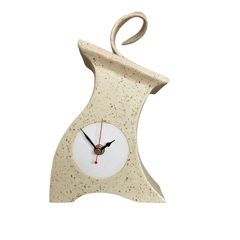Ceramic Mantel Clock with Open Face - Oatmeal Speckle