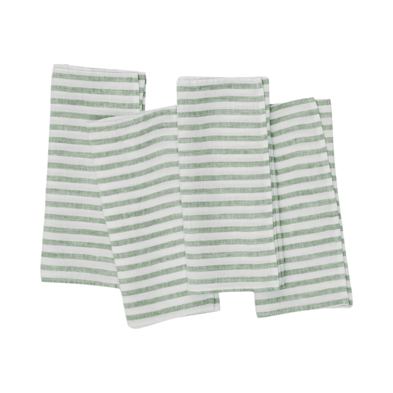 Linen Napkin Breton Stripe Green - Set of 4