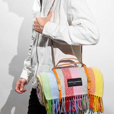 Pure new wool picnic blanket - Rainbow - Heating & Plumbing London - Picnic Blanket