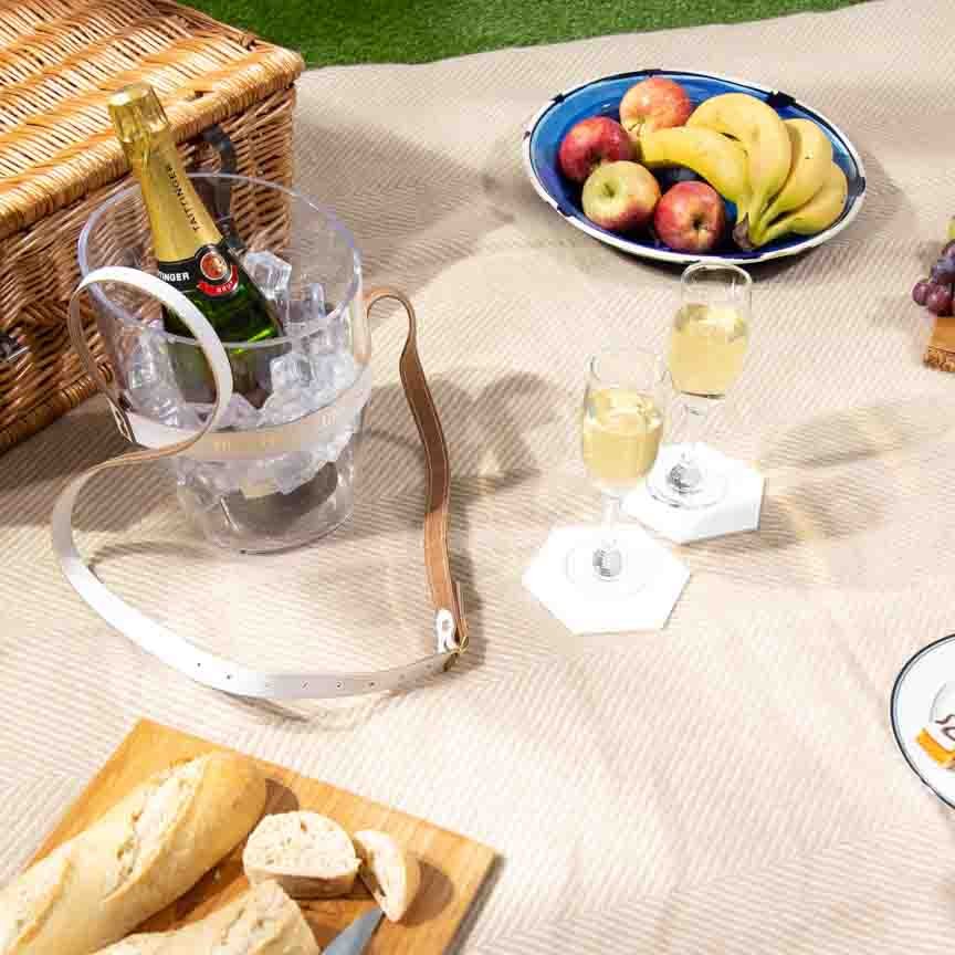 Pure New Wool Picnic Blanket - Checkmate - Latte