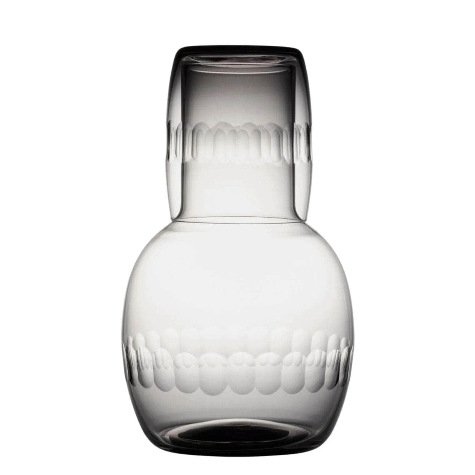 A smoky crystal carafe set with lens design