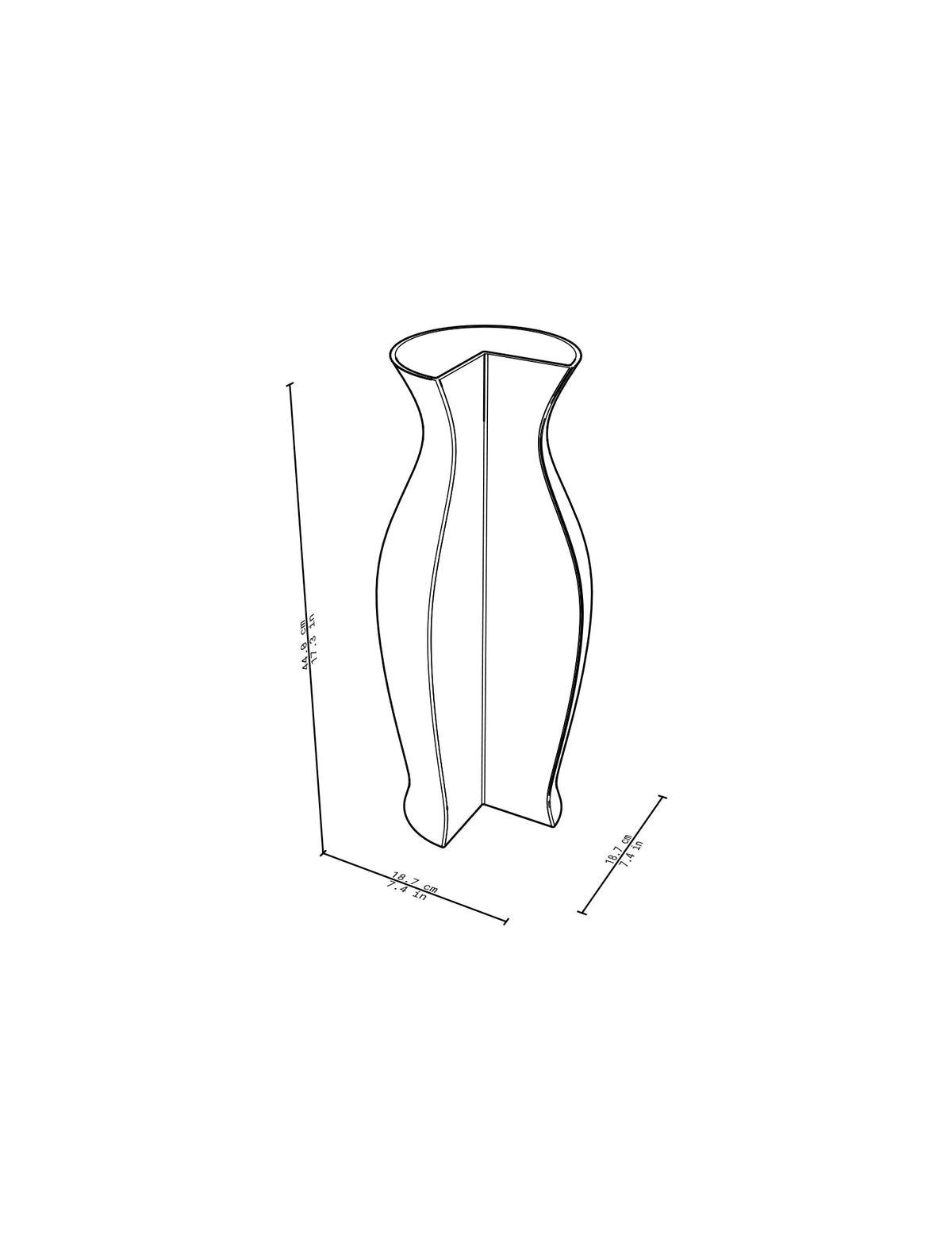 QUATER Vase - Three is a ceramic quarter vase with an amphora-like shape, available in black, white, and curated colors.