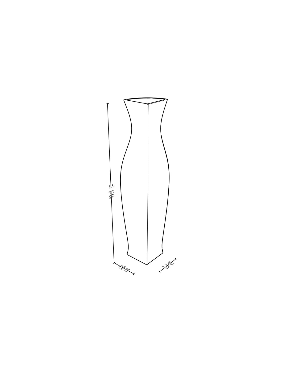 QUATER Vase - One black and white line drawing showing the quarter amphora-shaped ceramic vase design.