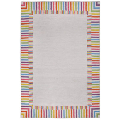 Rainbow Rug handwoven with multicolour border