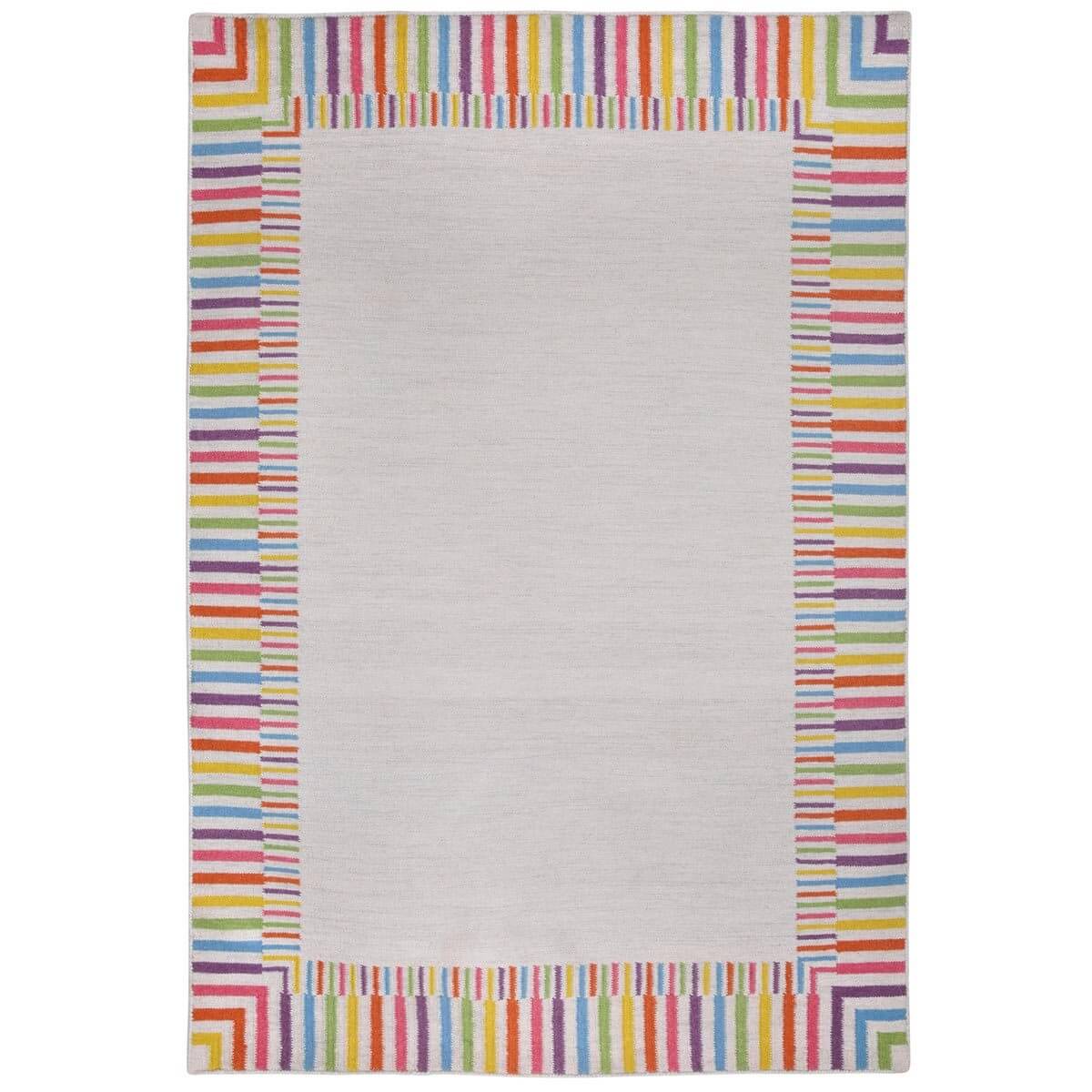 Rainbow Rug handwoven with multicolour border