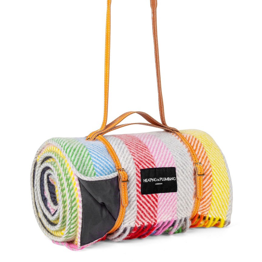 Pure New Wool Picnic Blanket - Rainbow