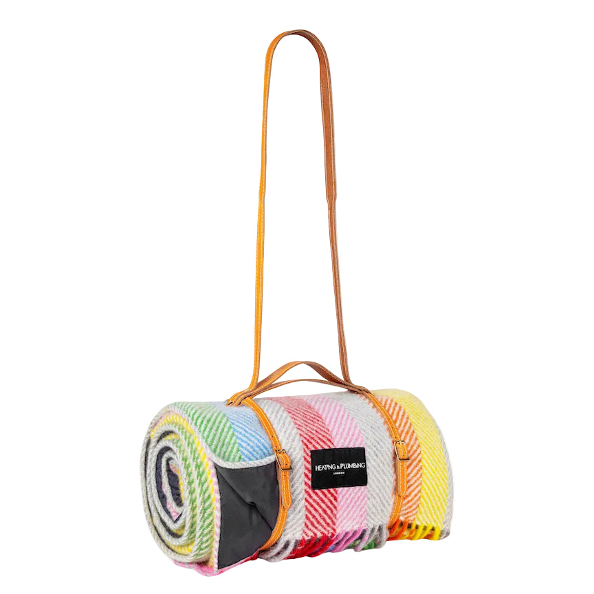 Pure New Wool Picnic Blanket - Rainbow
