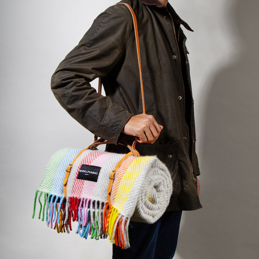 Pure New Wool Picnic Blanket - Rainbow