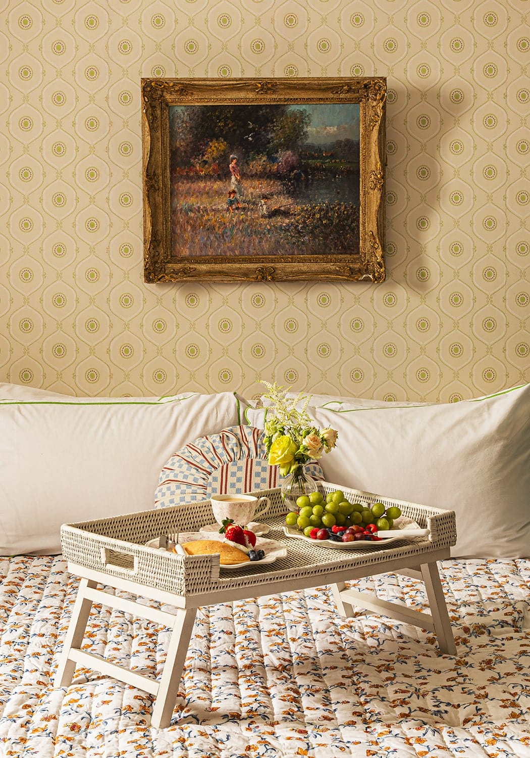 Rattan Breakfast Tray - White - Casa by Josephine Jenno