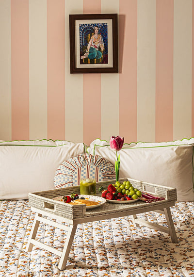 Rattan Breakfast Tray - White - Casa by Josephine Jenno