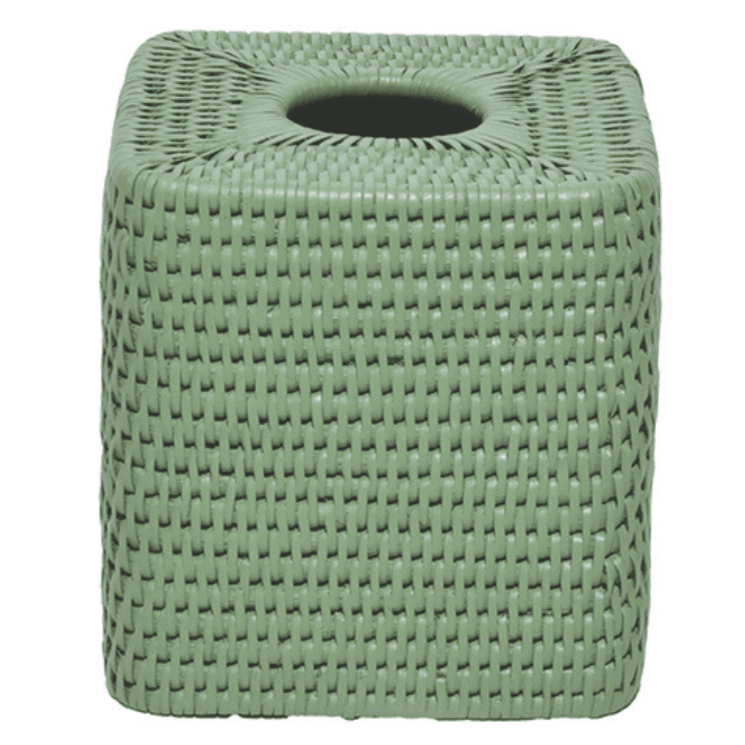 Rattan Tissue Box Cover - Green - Casa by Josephine Jenno