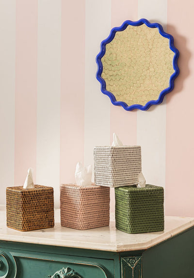 Rattan Tissue Box Cover - Pink - Casa by Josephine Jenno