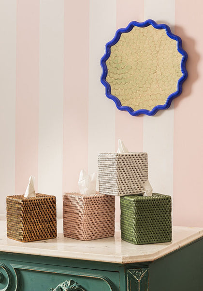 Rattan Tissue Box Cover - Pink - Casa by Josephine Jenno