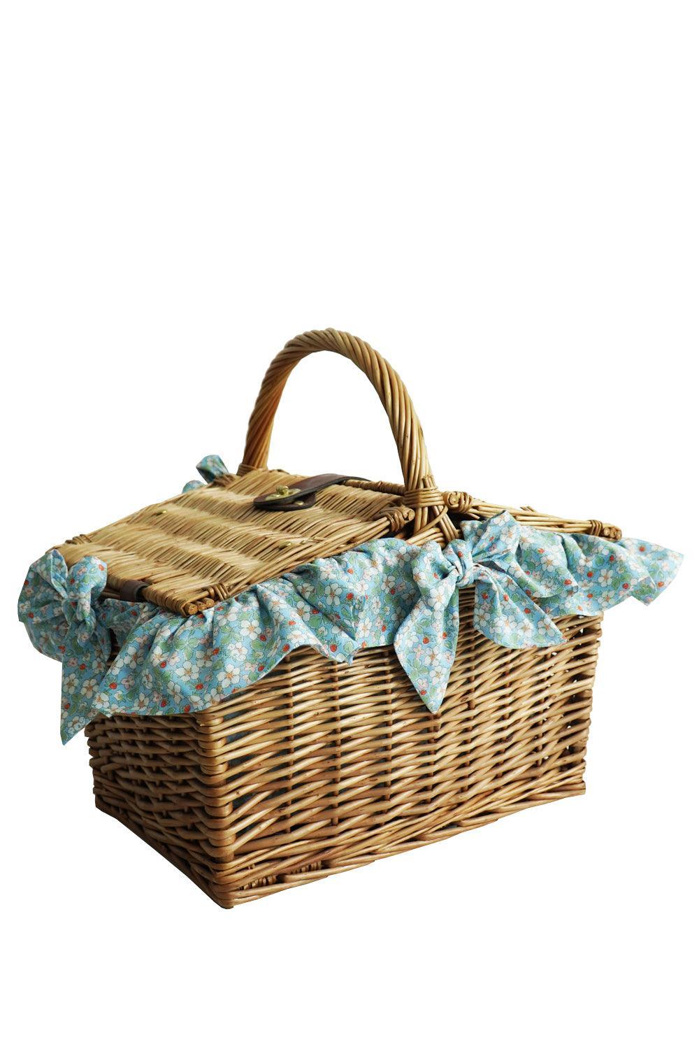Rectangular Picnic Basket Hamper made with Liberty Fabric PAYSANNE BLOSSOM - Coco & Wolf