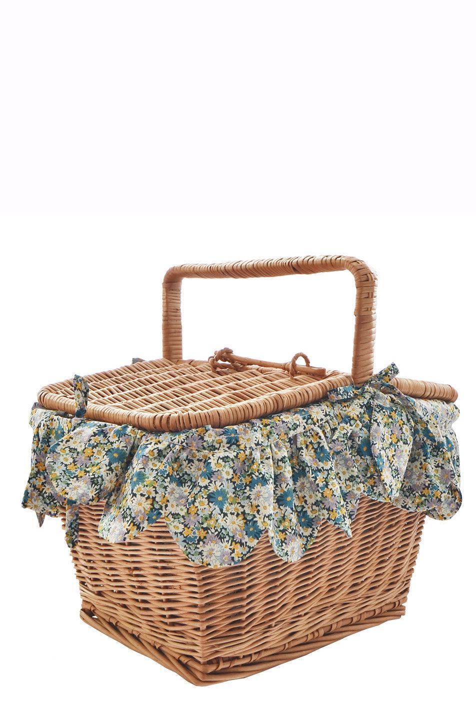 Rectangular Picnic Basket Hamper made with Liberty Fabric LIBBY - Coco & Wolf
