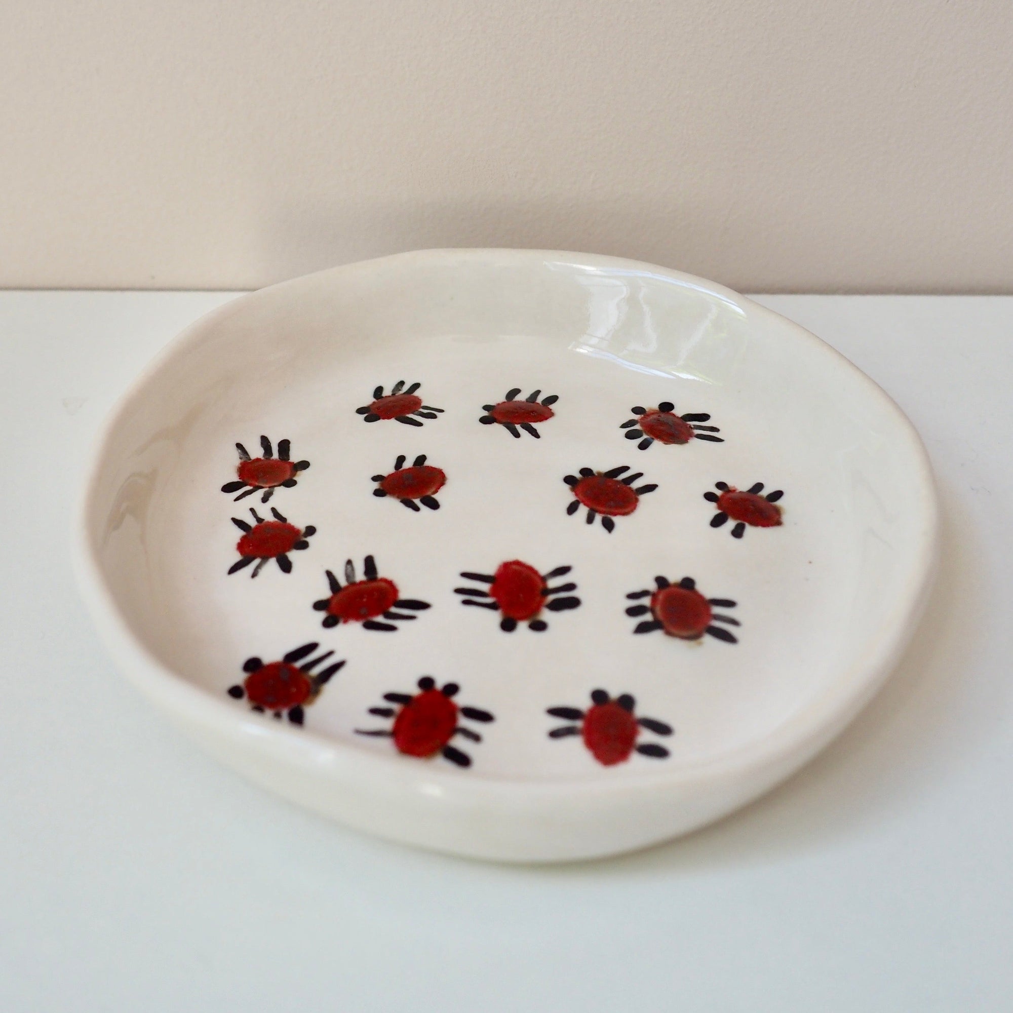 Handmade Red Beetle Ceramic Ring Dish