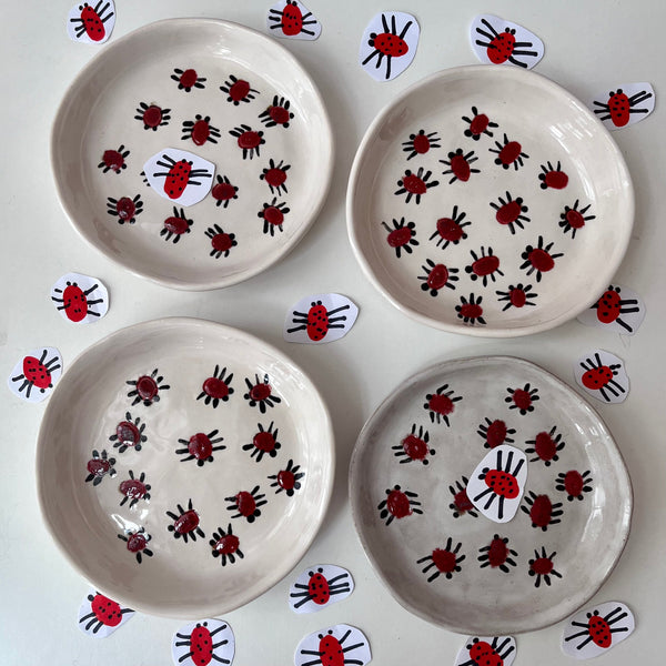 Handmade Red Beetle Ceramic Ring Dish