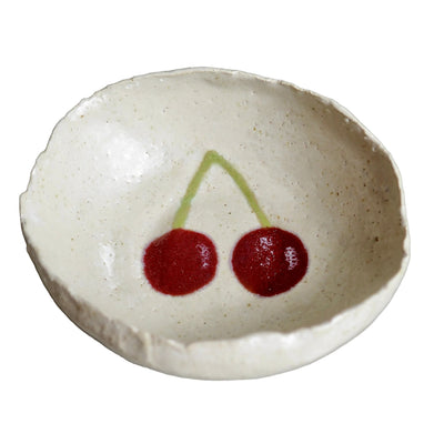 red cherry mini ceramic bowl