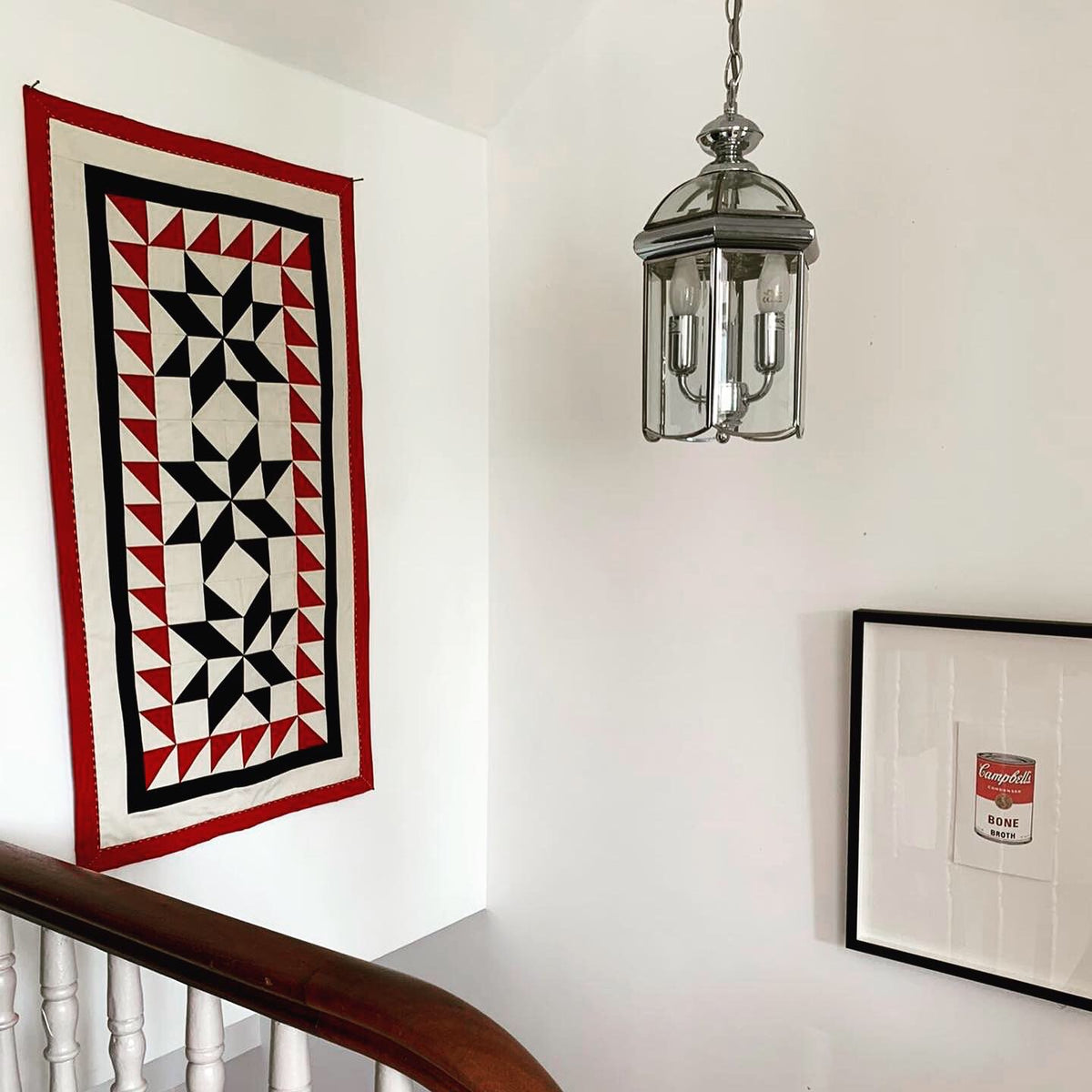 Red and Black Patchwork Wall Hanging