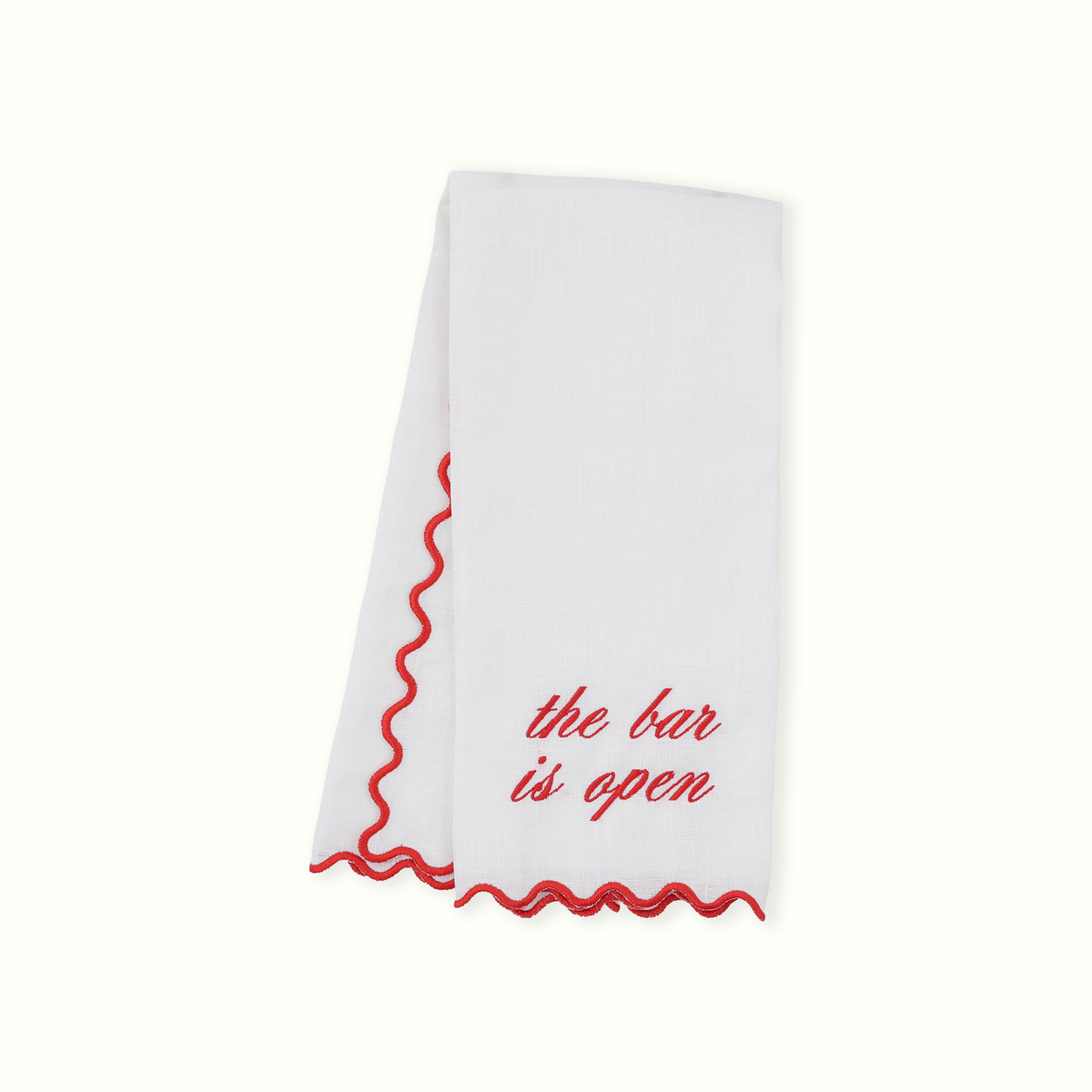 Scalloped Linen Bar Towel