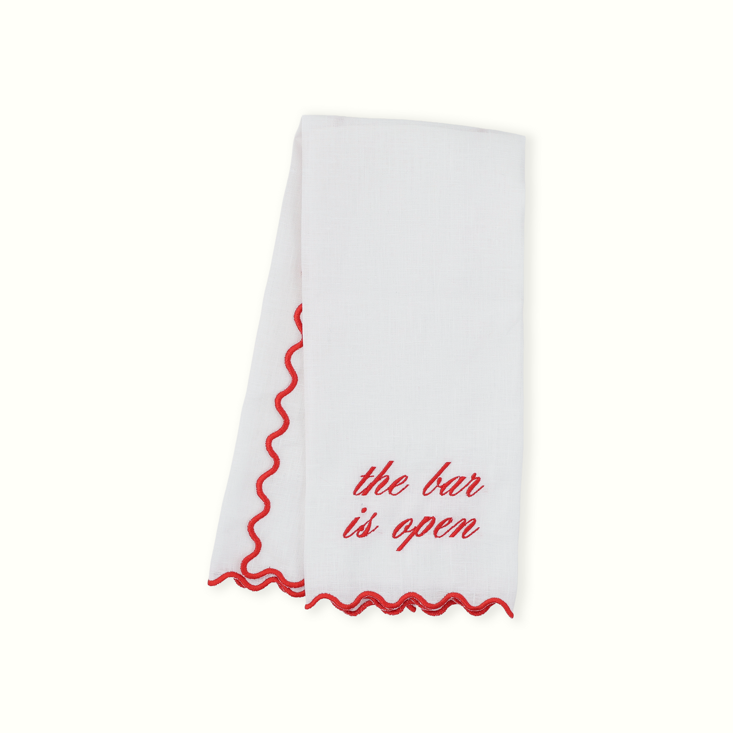 Scalloped Linen Bar Towel