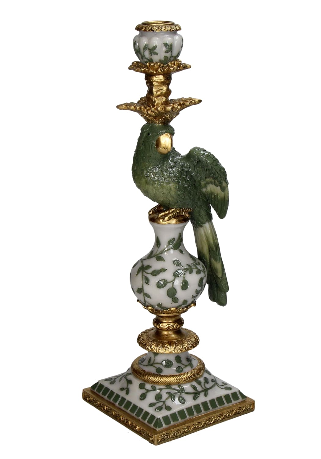 Regal Green Parrot Large Candlestick 39cm - Casa by Josephine Jenno