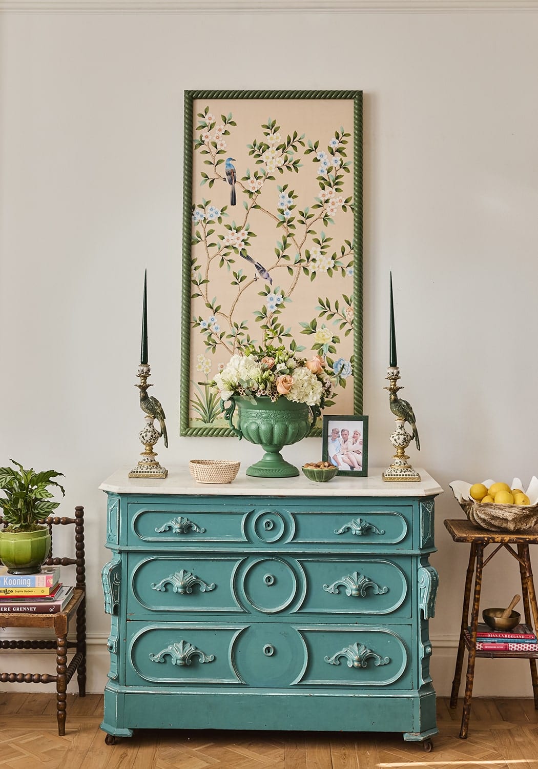 Regal Green Parrot Large Candlestick 39cm - Casa by Josephine Jenno