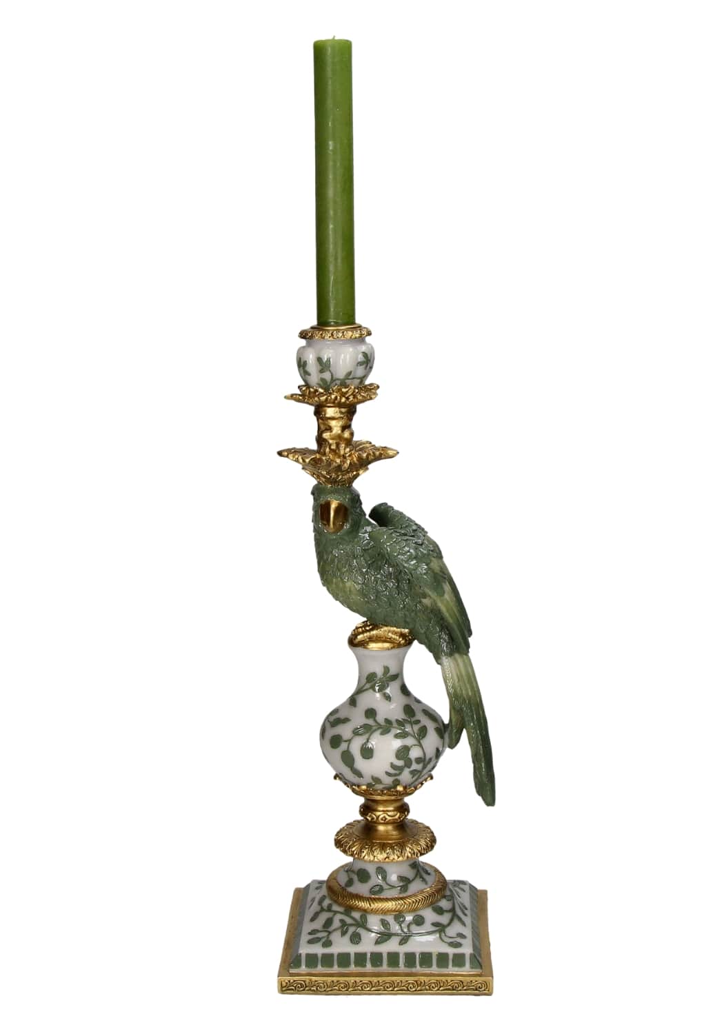 Regal Green Parrot Large Candlestick 39cm - Casa by Josephine Jenno
