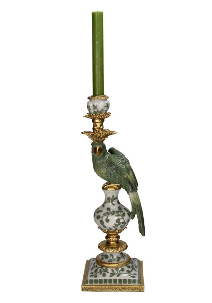 Regal Green Parrot Large Candlestick 39cm