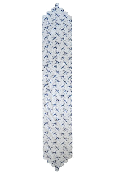 Reversible Scallop Drop Table Runner Made With Liberty Fabrics & Bridgerton Amelie Luise & Posy Corsage Blue