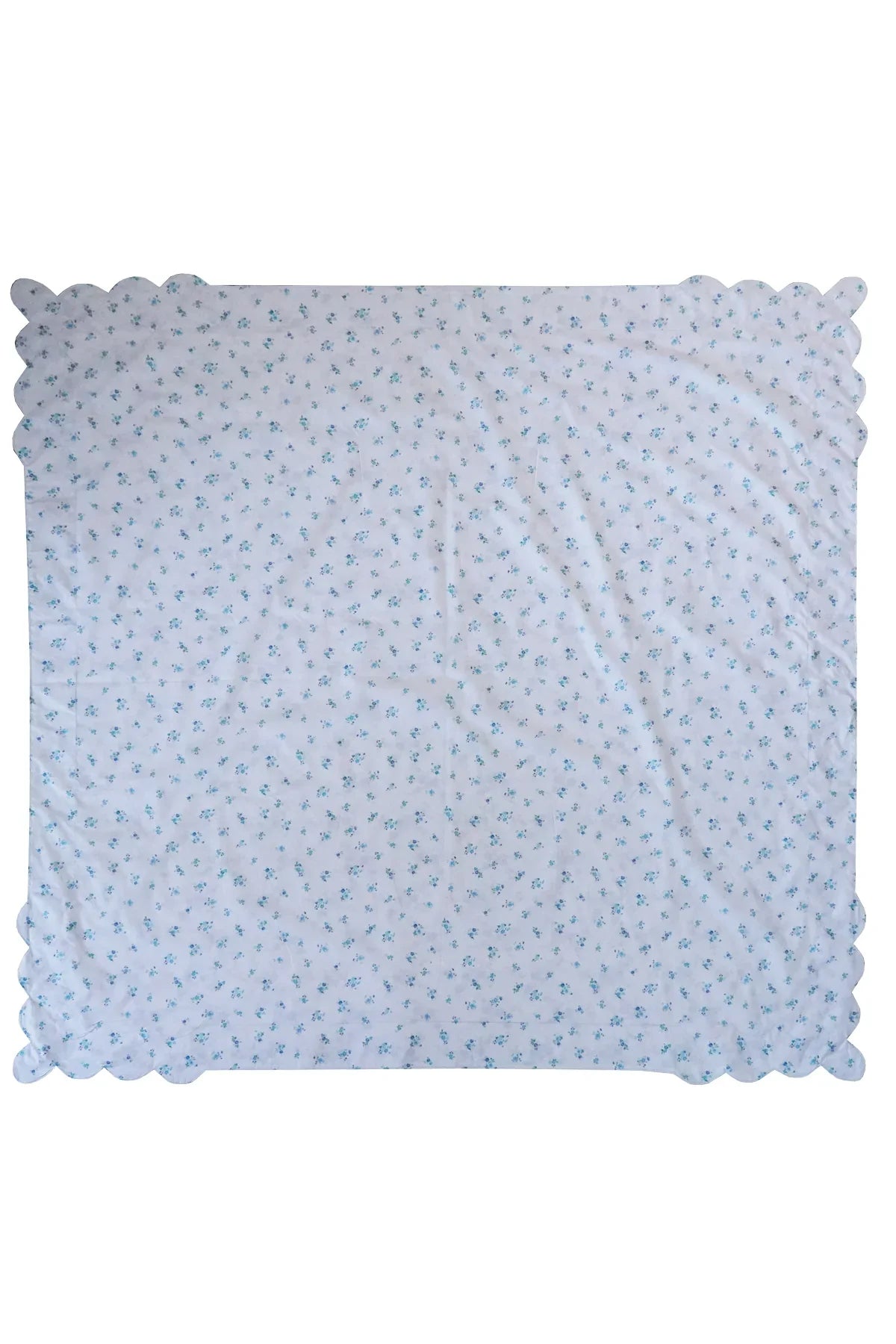 Reversible Scallop Corner Tablecloth Made With Liberty Fabrics & Bridgerton Amelie Luise & Posy Corsage Blue