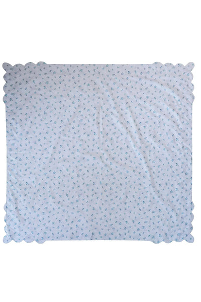 Reversible Scallop Corner Tablecloth Made With Liberty Fabrics & Bridgerton Amelie Luise & Posy Corsage Blue