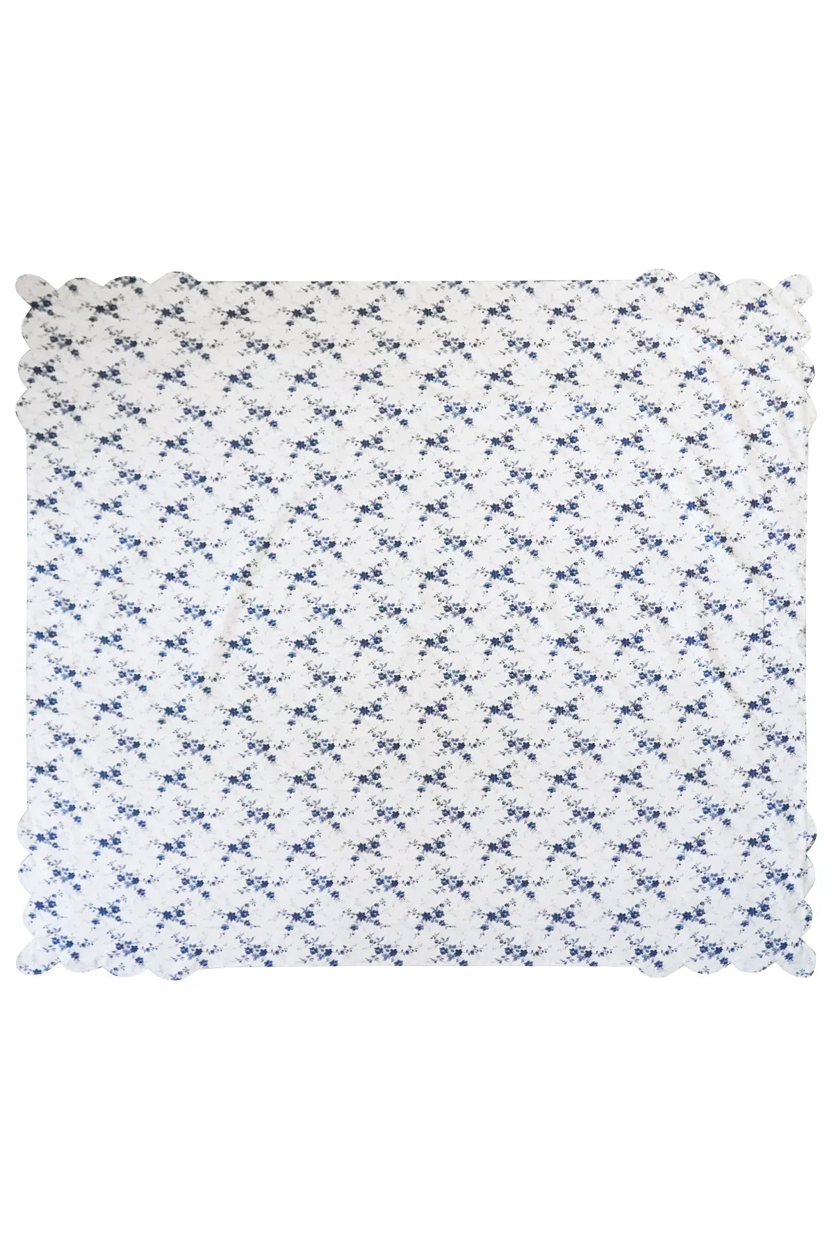 Reversible Scallop Corner Tablecloth Made With Liberty Fabrics & Bridgerton Amelie Luise & Posy Corsage Blue
