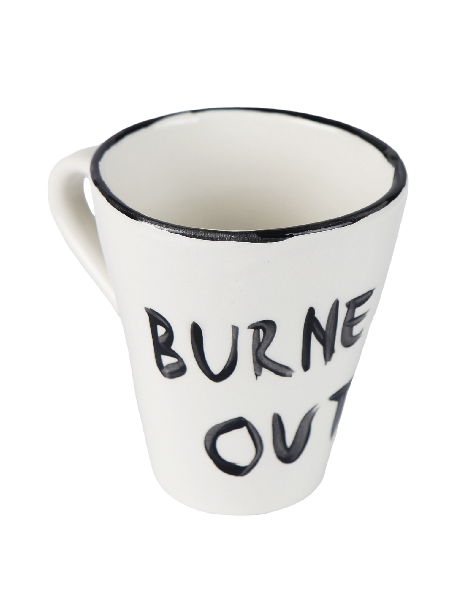 Handmade ceramic coffee cup in Burned Out design by Rhea Kalo Athens